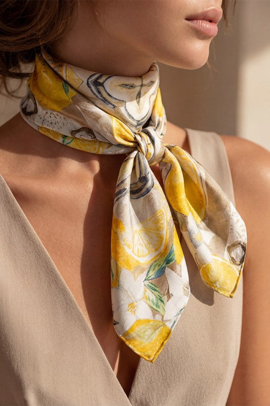 Flower & Lemons Print Scarf