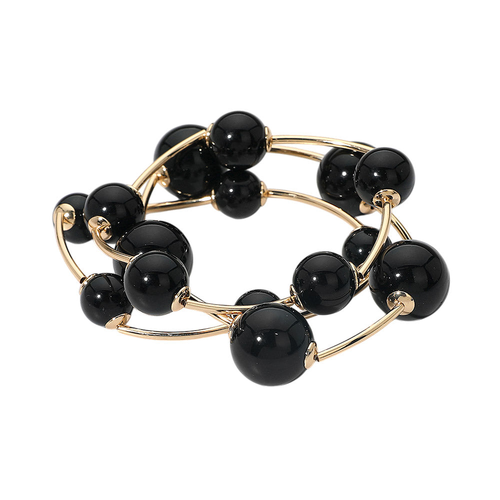 Black and Gold Beaded Bracelet set