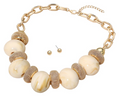 Bold Marbled Resin Ball Mesh Disc Beaded Statement Necklace