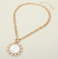 Bold Pearl Decorative Coin Pendant Necklace