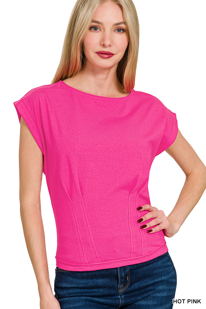 Gathered Waist Top - Hot Pink