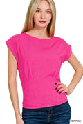 Gathered Waist Top - Hot Pink