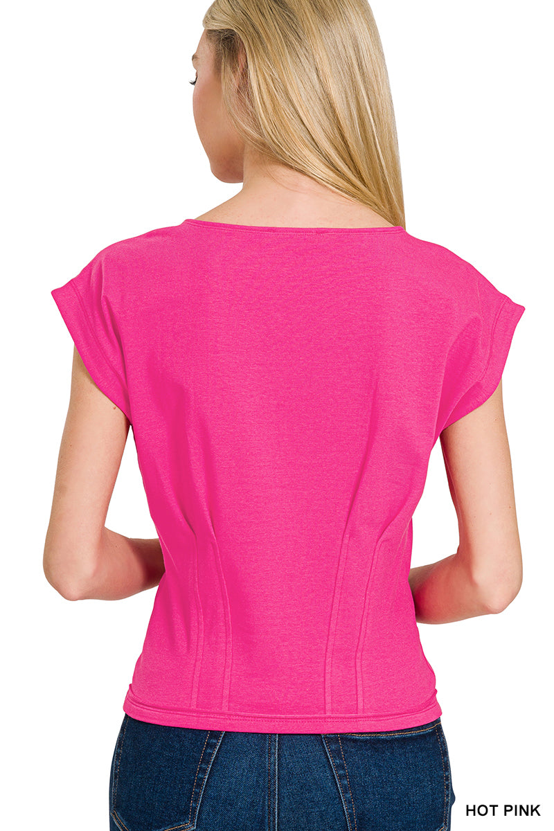 Gathered Waist Top - Hot Pink