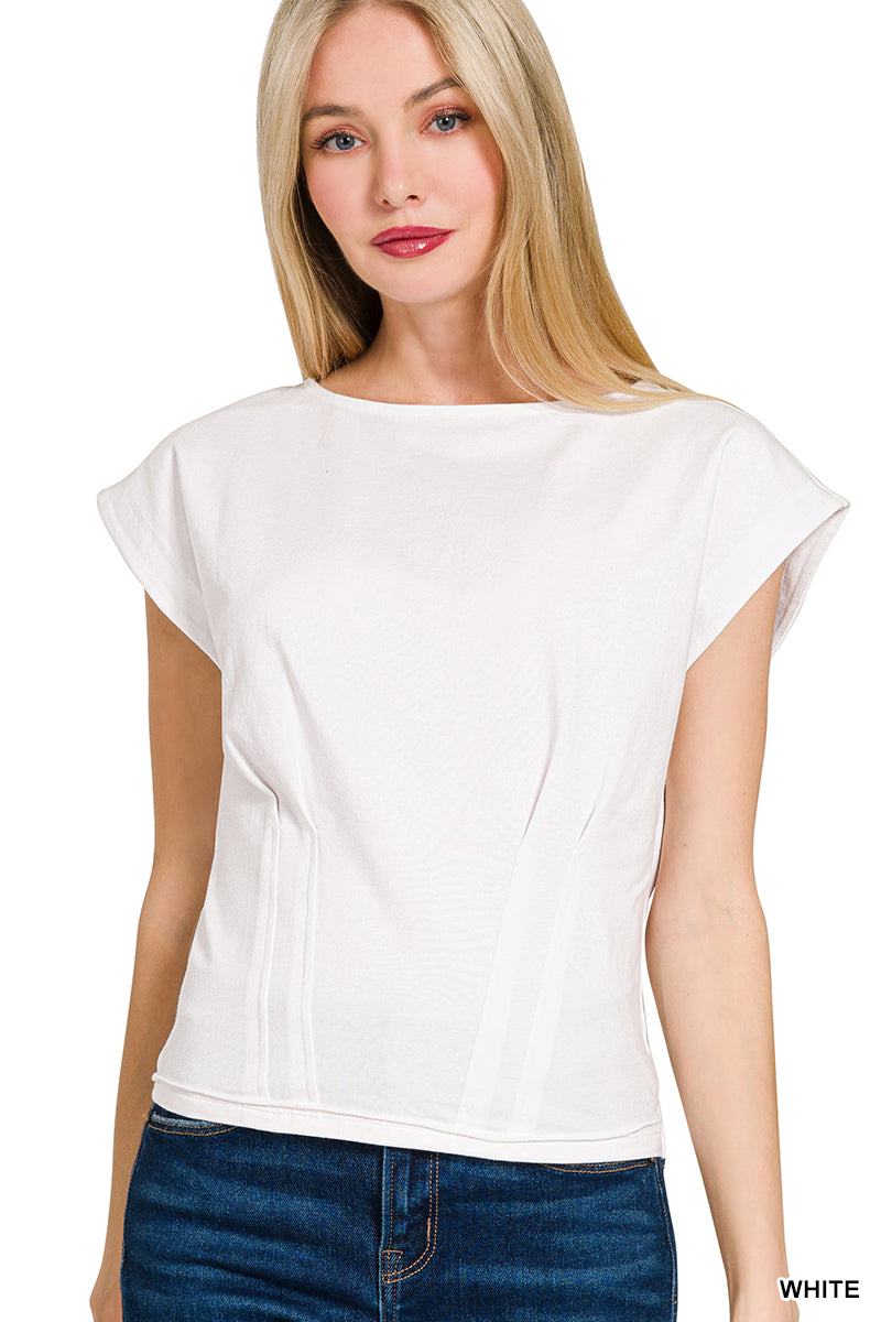 Gathered Waist Top - White