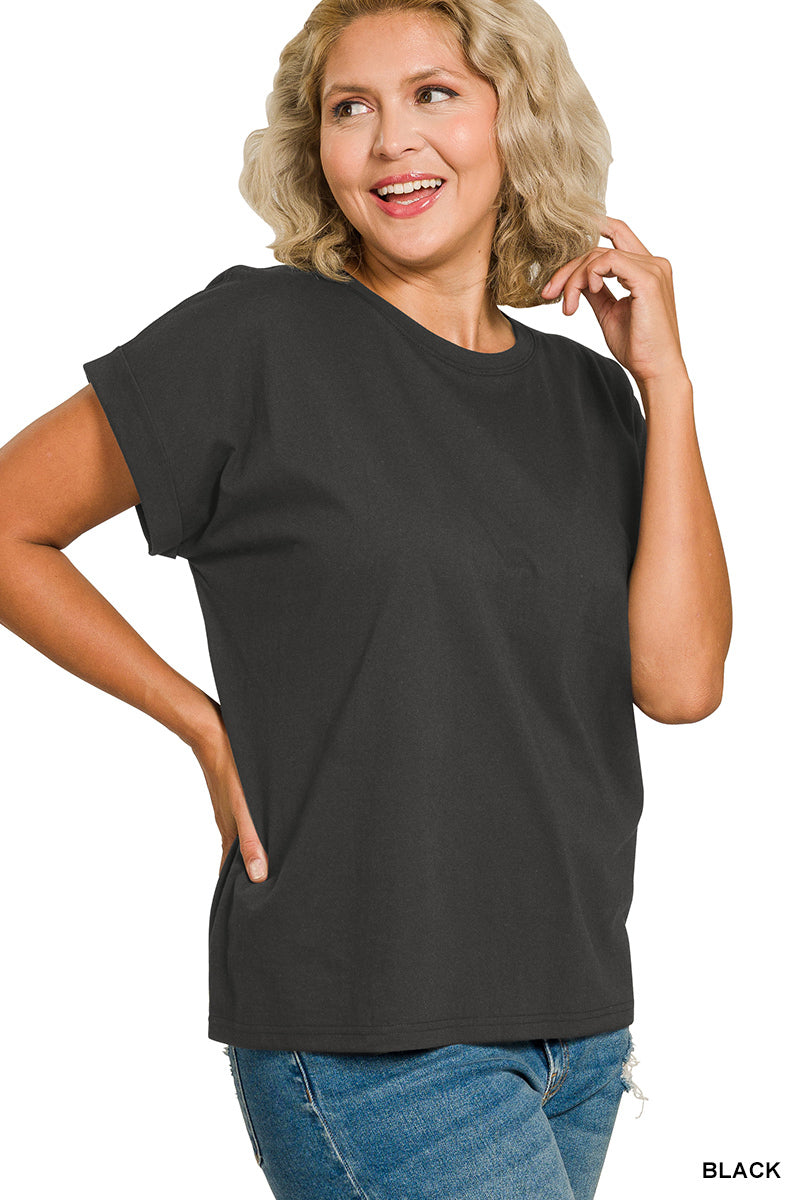 Round Neck Short Sleeve T-Shirt - Plus