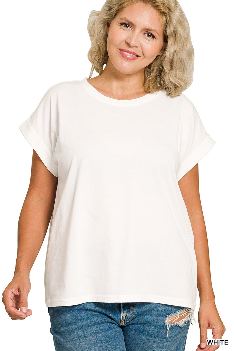 Round Neck Short Sleeve T-Shirt - Plus