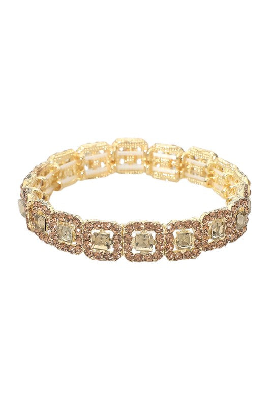 Crystal Link Stretch Evening Bracelet - Topaz