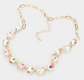 Cushion Square Stone Link Evening Necklace Multi