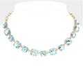 Cushion Square Stone Link Evening Necklace Aqua