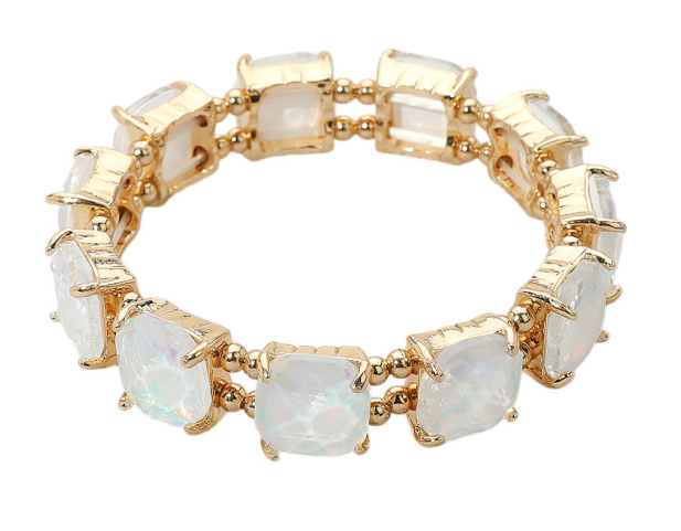 Cushion Square Stone Stretch Evening Bracelet