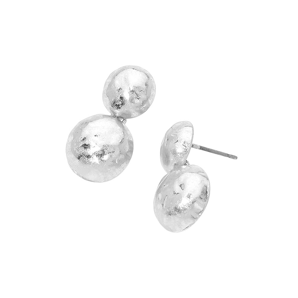 Double Dome Dangle Earrings - Silver