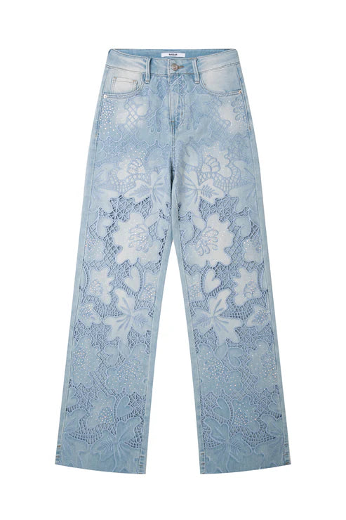 Embroidered Straight-Leg Jeans