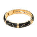 Victoria Enamel Hinged Bangle Bracelet in Black