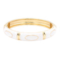 Victoria Enamel Hinged Bangle Bracelet in White