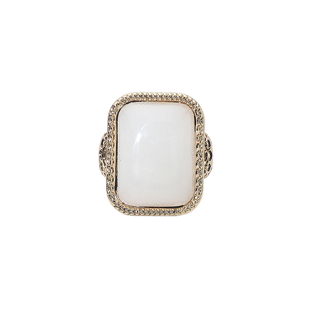 Vintage Rectangular Stone Accent Statement Ring