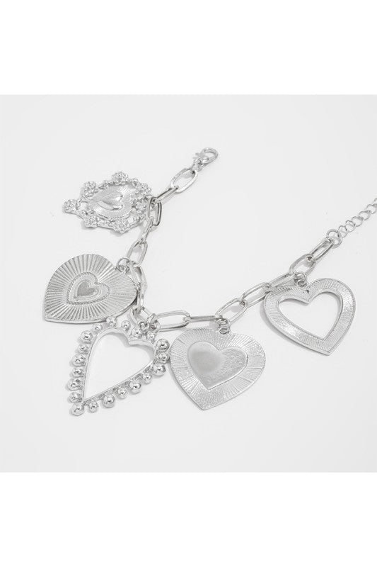 Heart Charm Bracelet - Silver