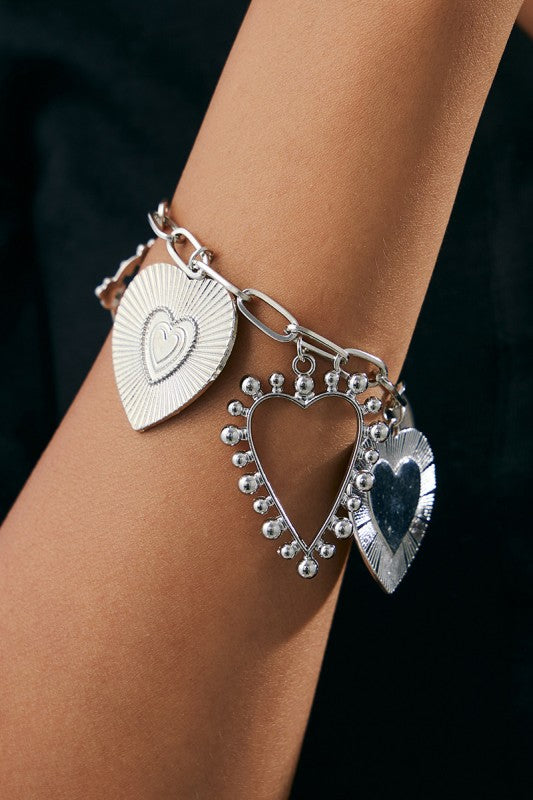 Heart Charm Bracelet - Silver