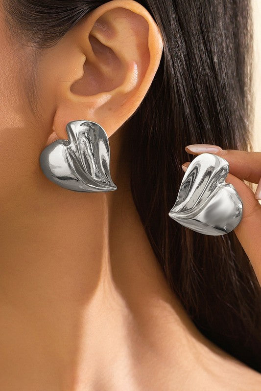 Heart Studs - Silver