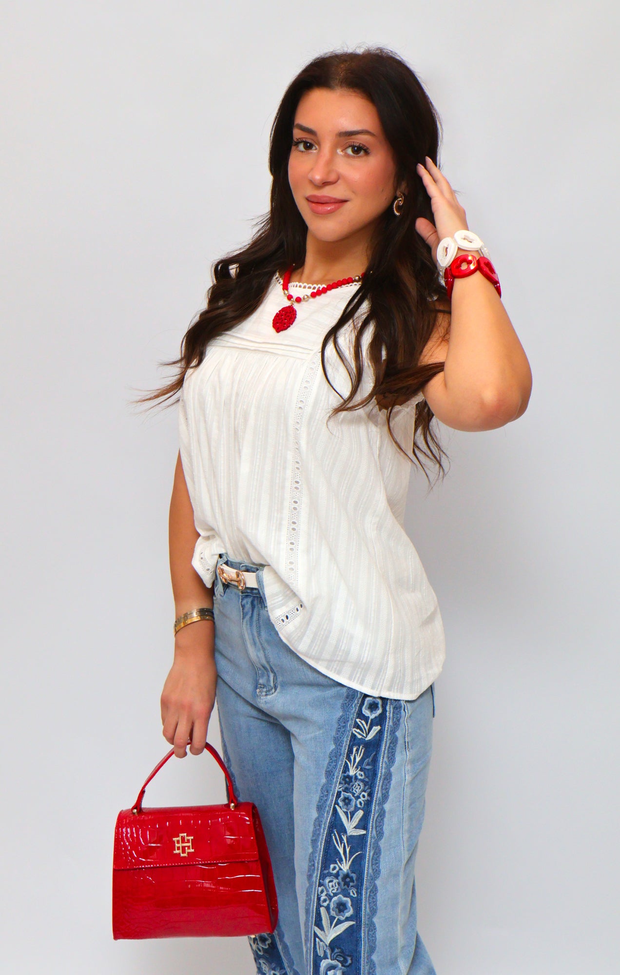 Patchwork Embroidered Wide Leg Jeans