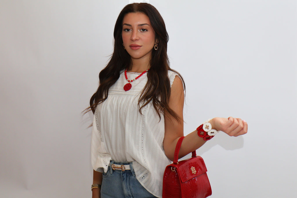 Sleeveless Babydoll Eyelet Top - White