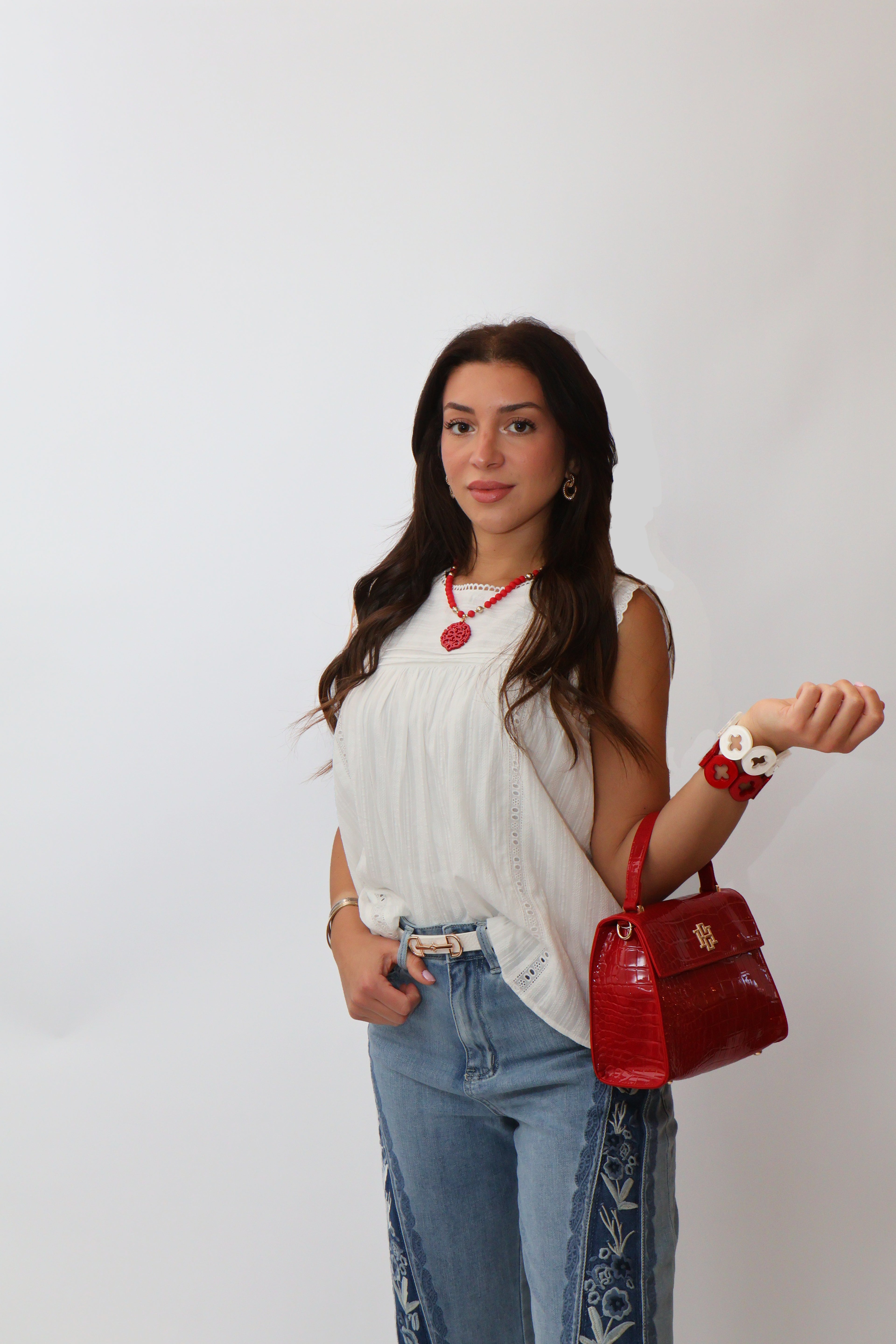 Sleeveless Babydoll Eyelet Top - White