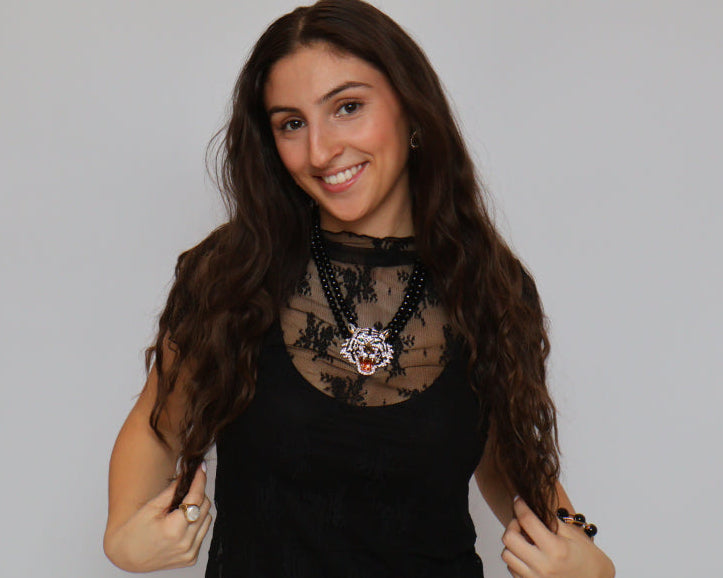 Lace See-Through Layering Short Sleeve Top - Black