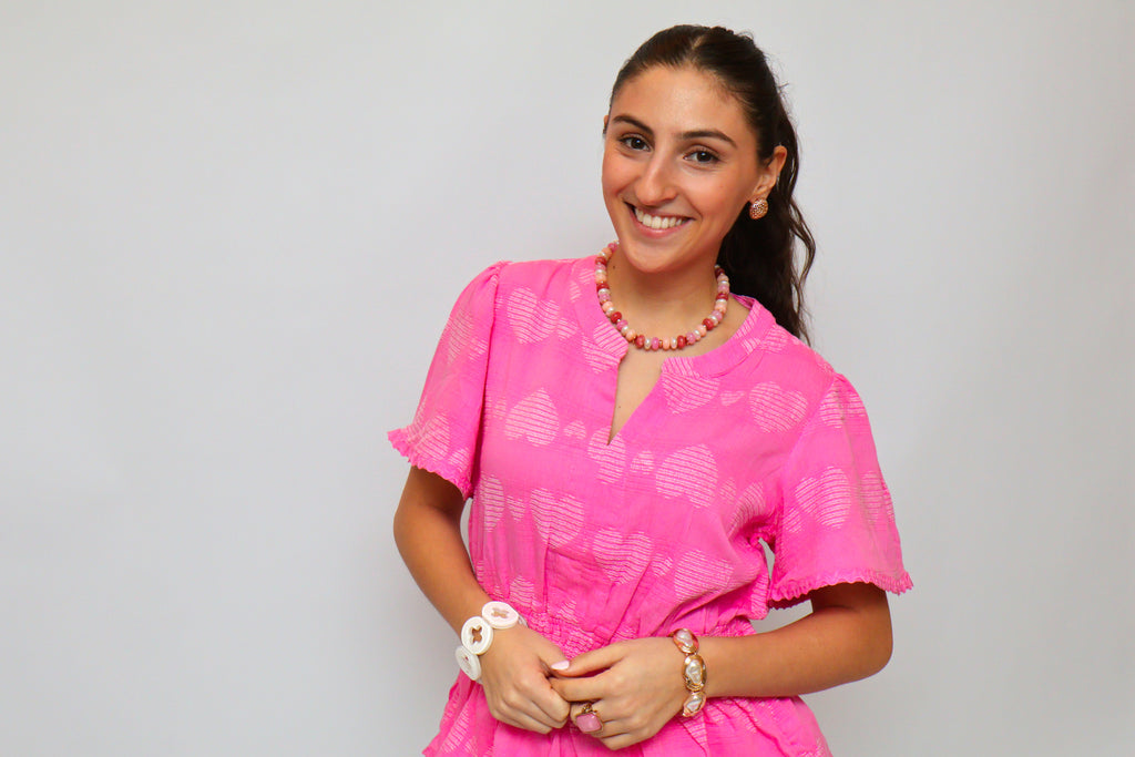 Textured Smocked Peplum Blouse - Bubble Pink