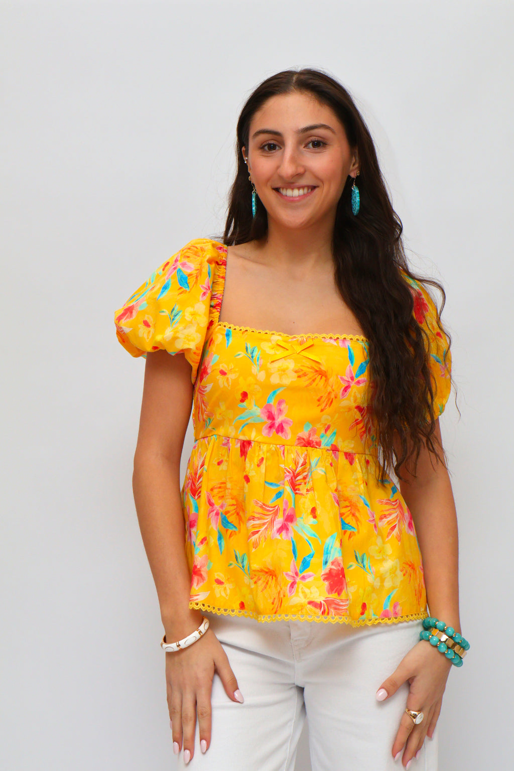 Floral Peplum Top - Mango