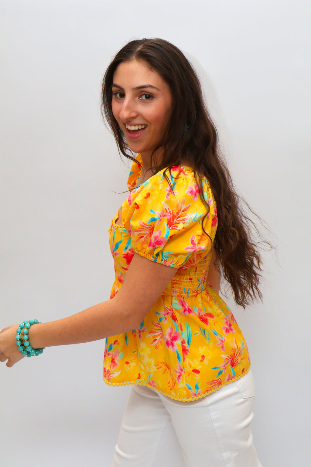 Floral Peplum Top - Mango