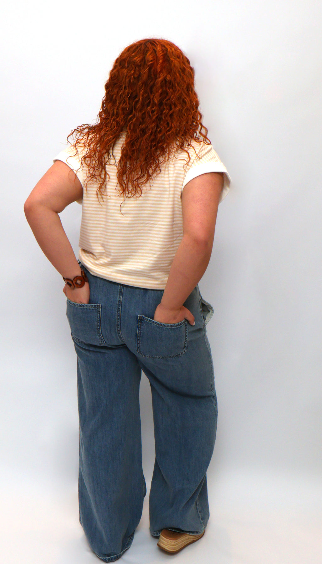 Wide Leg Drawstring Elastic Waistband Denim Jeans