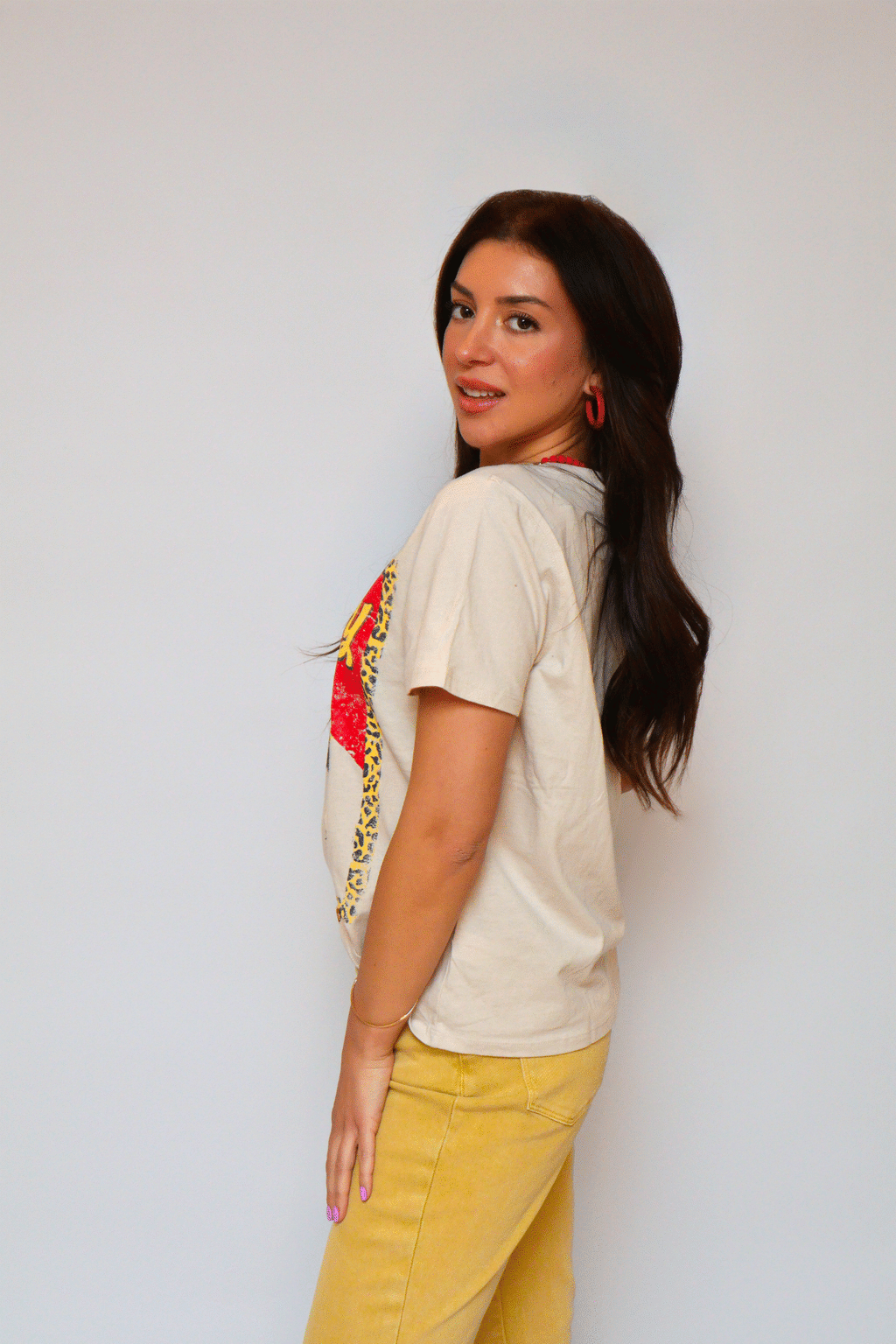 Vintage Cowboy Leopard Frame Tee - Bone
