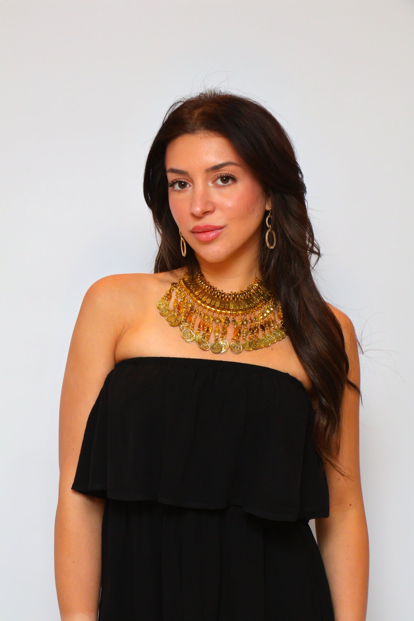 Crinkle Strapless Maxi Dress - Black