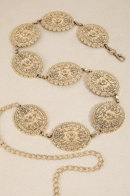 Floral Concho Western Chain Belt