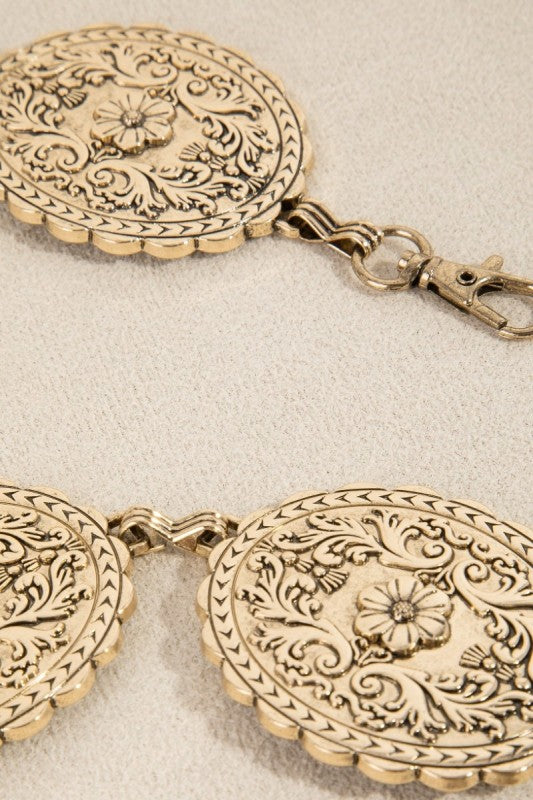 Floral Concho Western Chain Belt