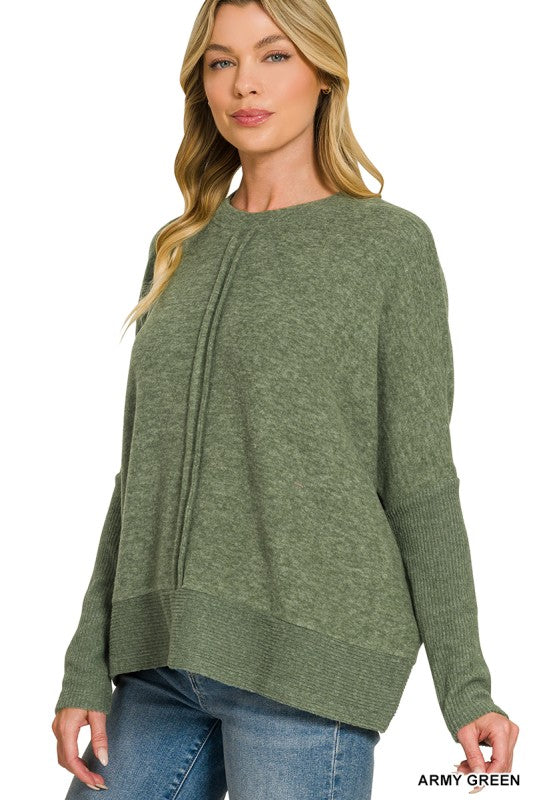 Melange Hacci Oversized Sweater - Army Green