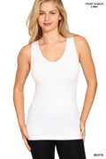 U or V Neck 2-Way Seamless Tank Top - White