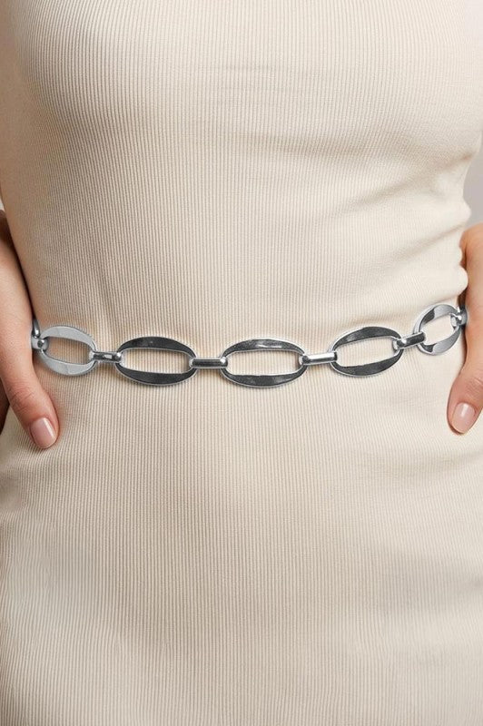Oval Link Chain Belt - Silver