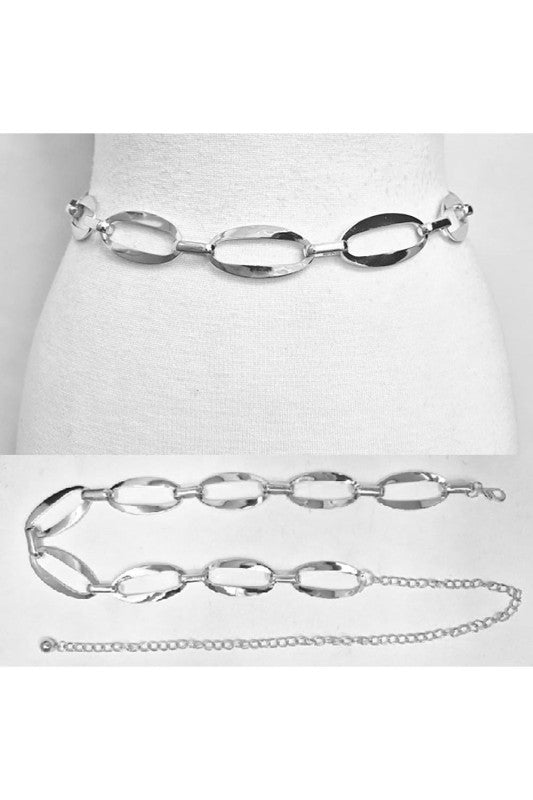 Oval Link Chain Belt - Silver