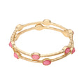 Samantha Stack - 2 Hammered Gold Bangle Bracelets - Pink