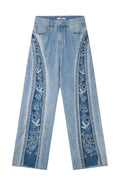 Patchwork Embroidered Wide Leg Jeans
