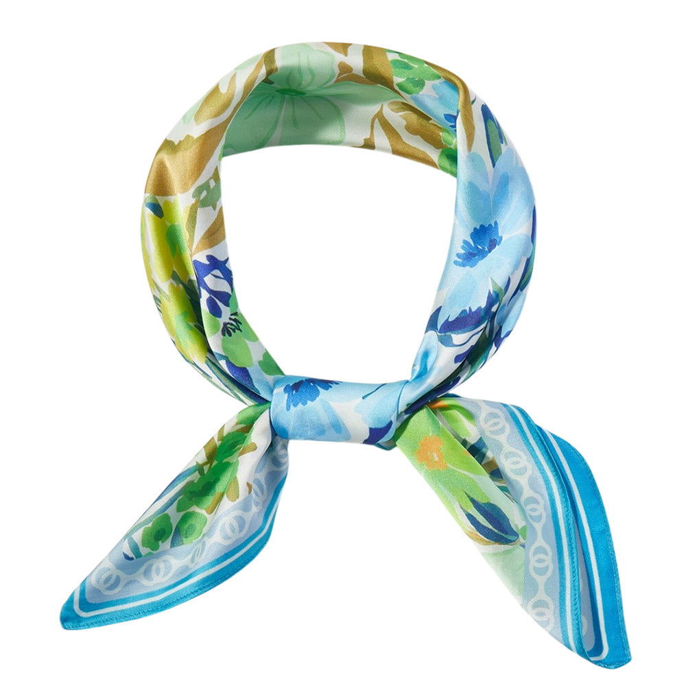 Vintage Floral Garden Print Square Bandana Scarf