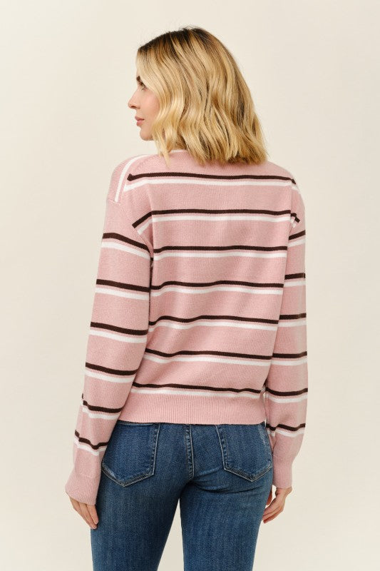 Striped Cardigan: Pink