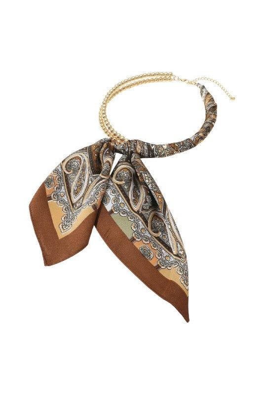 Scarf Necklace - Brown