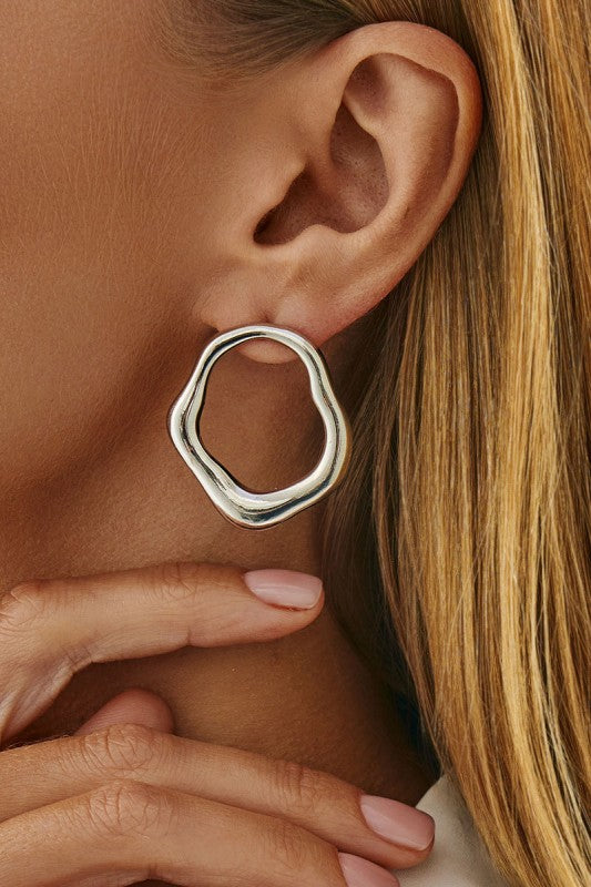 Open Circle Stud Earring - Silver