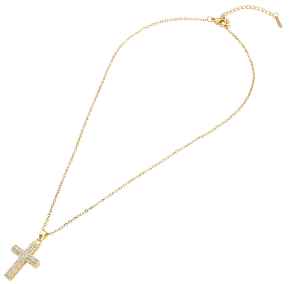 Paved CZ Cross Pendant Necklace