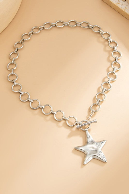 Star Toggle Chain Necklace - Silver