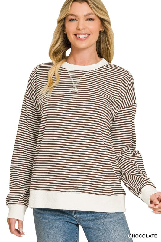 Striped Pullover - Chocolate
