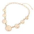 Textured Disc Link Statement Necklace - Worn Gold