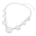 Textured Disc Link Statement Necklace - Worn Silver