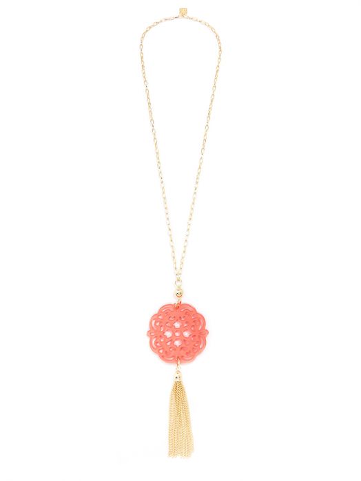 Allure Resin Acrylic Pendant Necklace: Coral